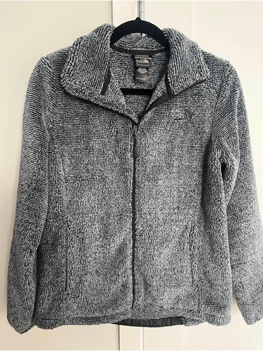 The North Face Women’s Heather Gray Teddy Fleece Full-Zip Jacket